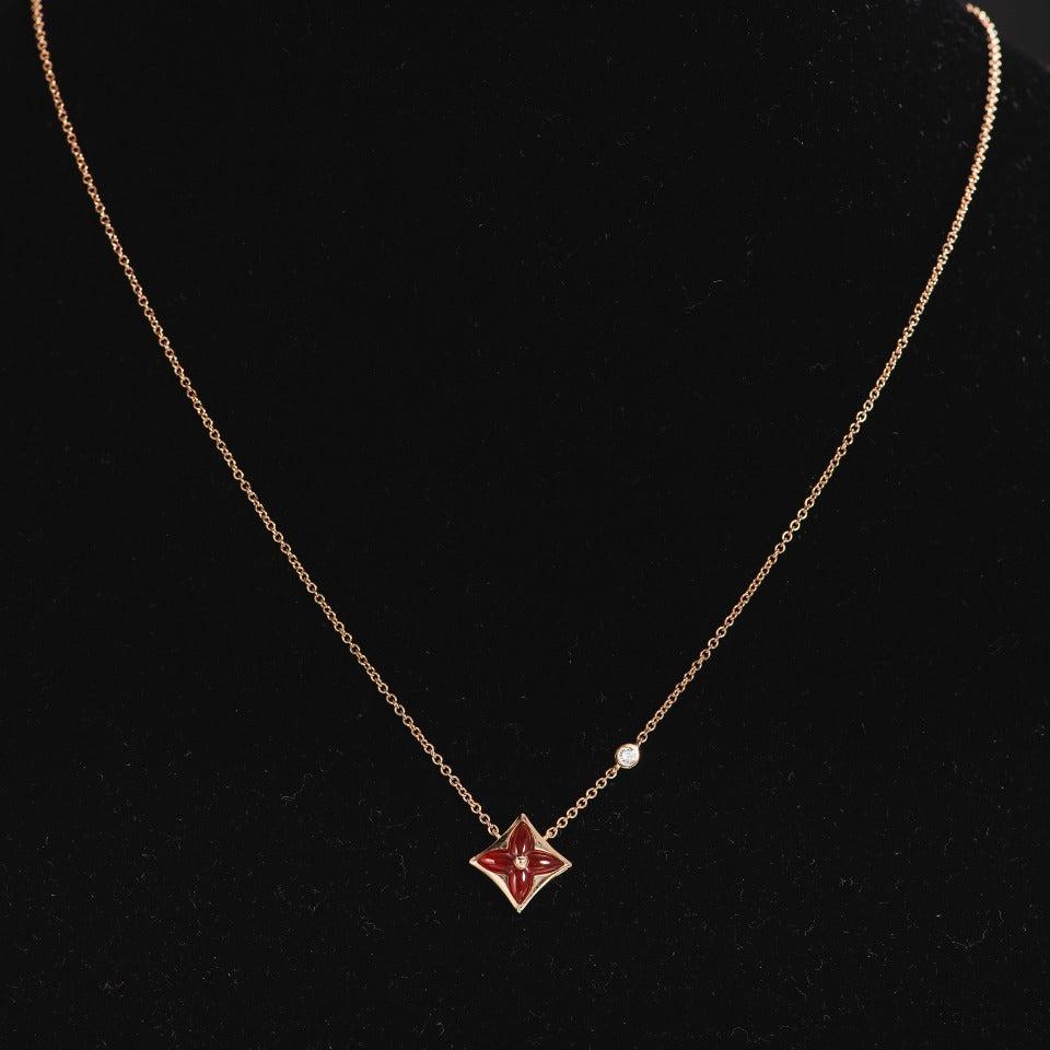 [Dawnora Jewelry]STAR NECKLACE PINK GOLD 1 DIAMOND