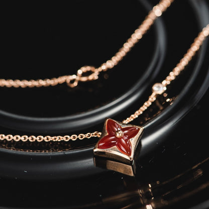[Dawnora Jewelry]STAR NECKLACE PINK GOLD 1 DIAMOND