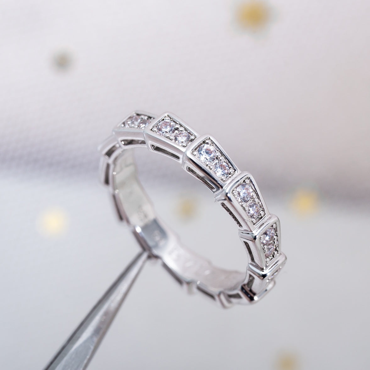 [Dawnora Jewelry]SERPENTI RING SILVER DIAMOND PAVED 3MM