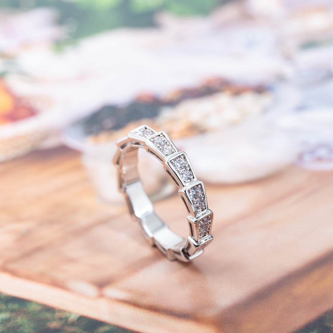 [Dawnora Jewelry]SERPENTI RING SILVER DIAMOND PAVED 3MM