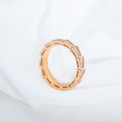[Dawnora Jewelry]SERPENTI RING PINK GOLD DIAMOND PAVED 3MM