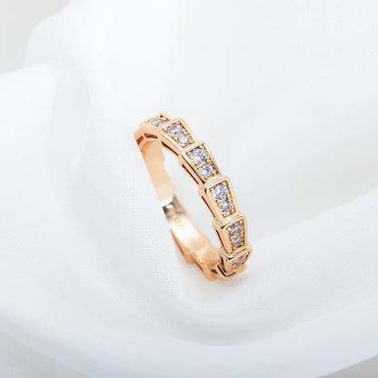 [Dawnora Jewelry]SERPENTI RING PINK GOLD DIAMOND PAVED 3MM