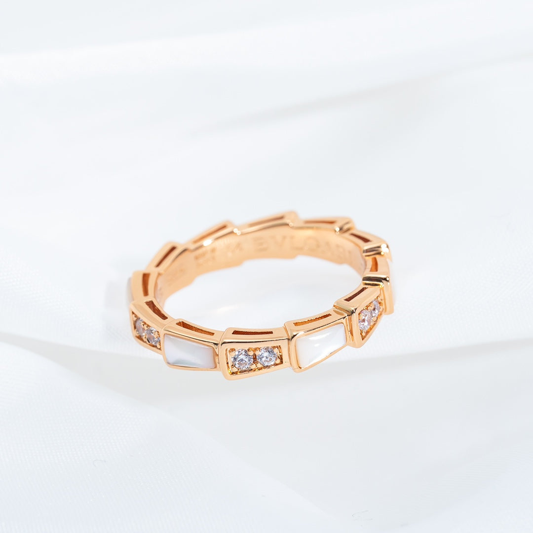 [Dawnora Jewelry]SERPENTI RING PINK GOLD DIAMOND MOP 3MM