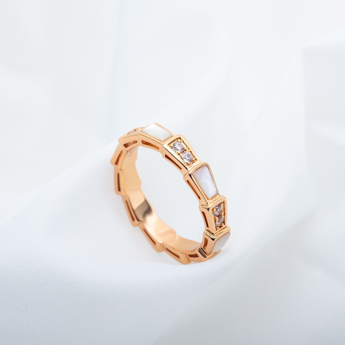 [Dawnora Jewelry]SERPENTI RING PINK GOLD DIAMOND MOP 3MM