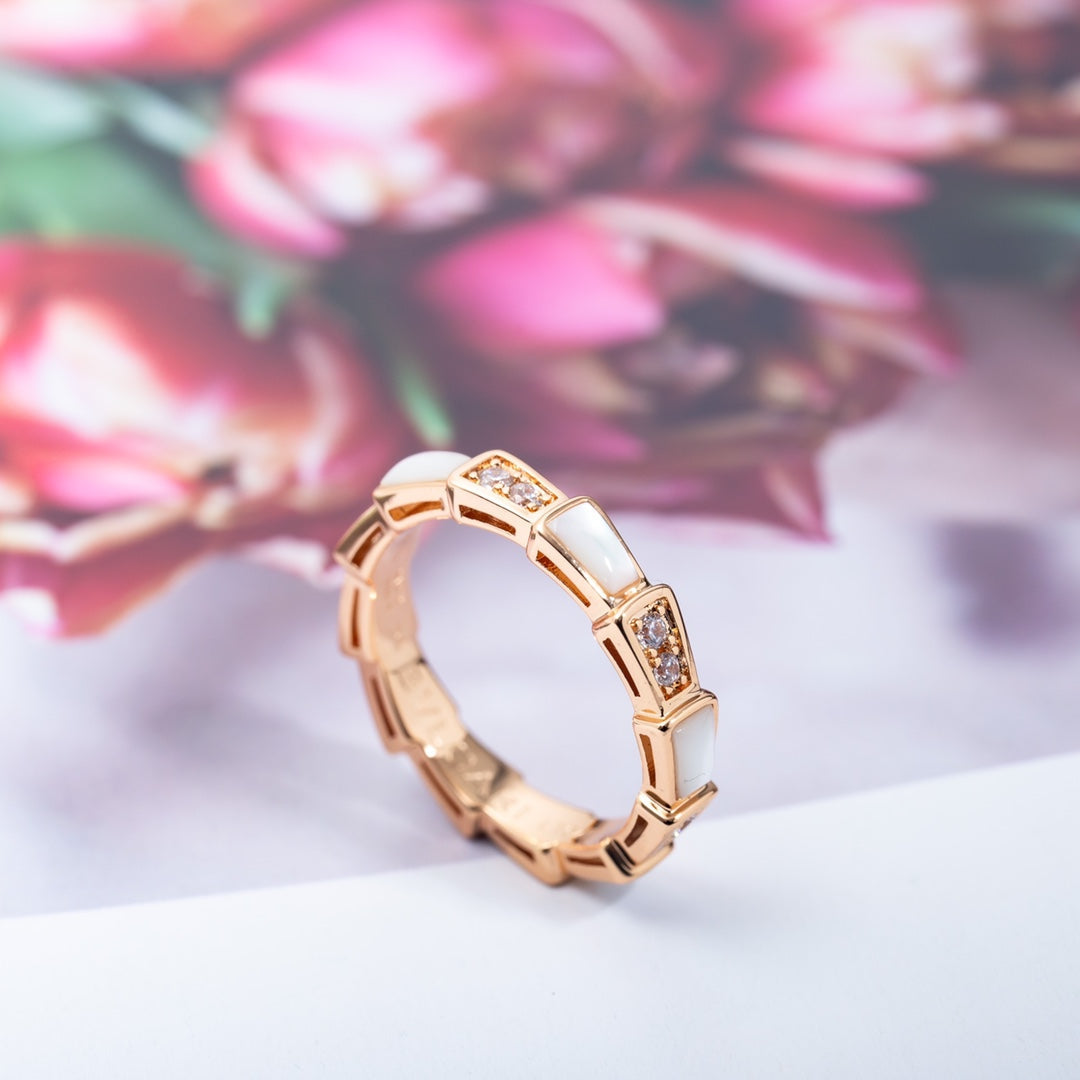 [Dawnora Jewelry]SERPENTI RING PINK GOLD DIAMOND MOP 3MM