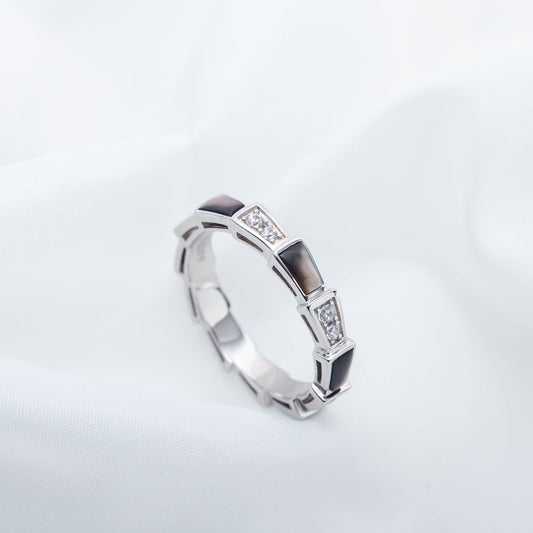 [Dawnora Jewelry]SERPENTI RING SILVER  DIAMOND BLACK MOP 3MM