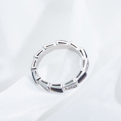 [Dawnora Jewelry]SERPENTI RING SILVER  DIAMOND BLACK MOP 3MM