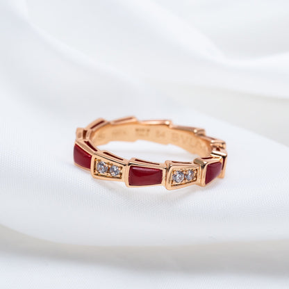 [Dawnora Jewelry]SERPENTI RING PINK GOLD CARNELIAN DIAMOND 3MM