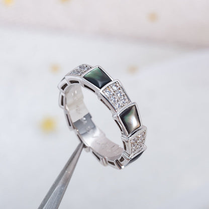[Dawnora Jewelry]SERPENTI RING SILVER DIAMOND BLACK MOP 4MM