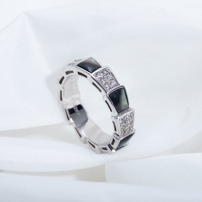[Dawnora Jewelry]SERPENTI RING SILVER DIAMOND BLACK MOP 4MM