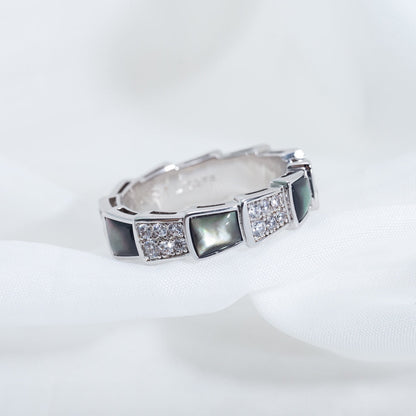 [Dawnora Jewelry]SERPENTI RING SILVER DIAMOND BLACK MOP 4MM