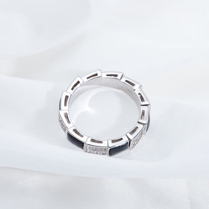 [Dawnora Jewelry]SERPENTI RING SILVER DIAMOND BLACK MOP 4MM