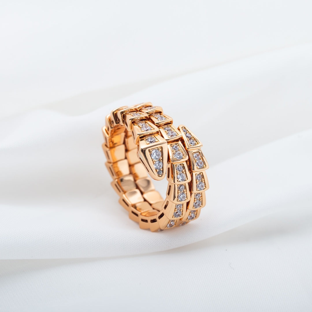 [Dawnora Jewelry]SERPENTI RING PINK GOLD DIAMOND DOUBLE ROW