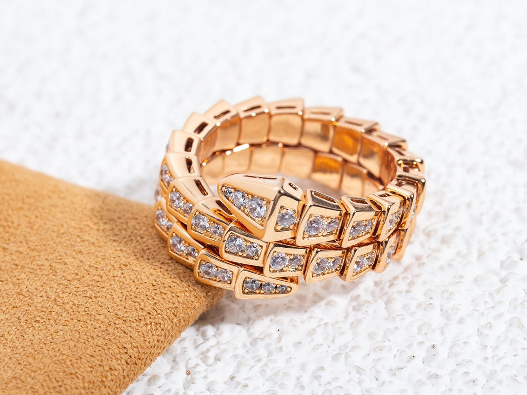[Dawnora Jewelry]SERPENTI RING PINK GOLD DIAMOND DOUBLE ROW