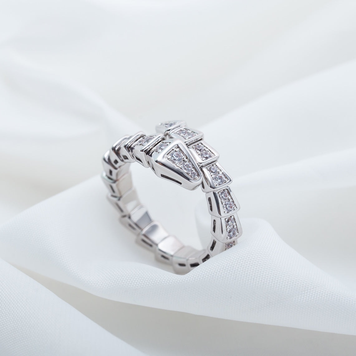 [Dawnora Jewelry]SERPENTI RING SILVER DIAMOND PAVED 4MM