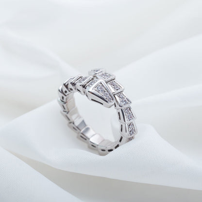 [Dawnora Jewelry]SERPENTI RING SILVER DIAMOND PAVED 4MM