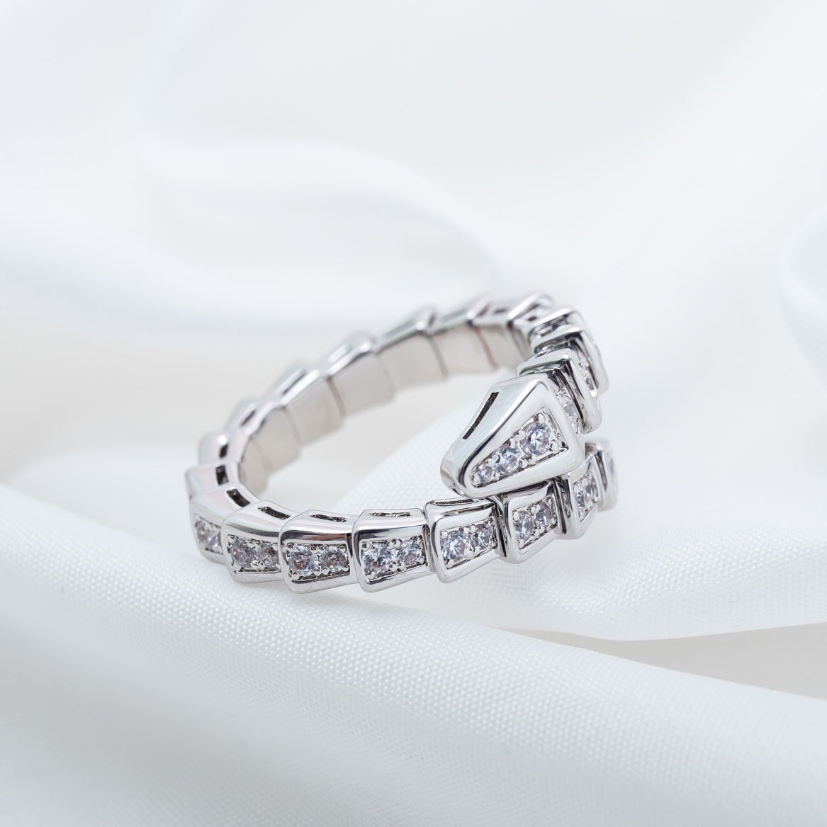 [Dawnora Jewelry]SERPENTI RING SILVER DIAMOND PAVED 4MM