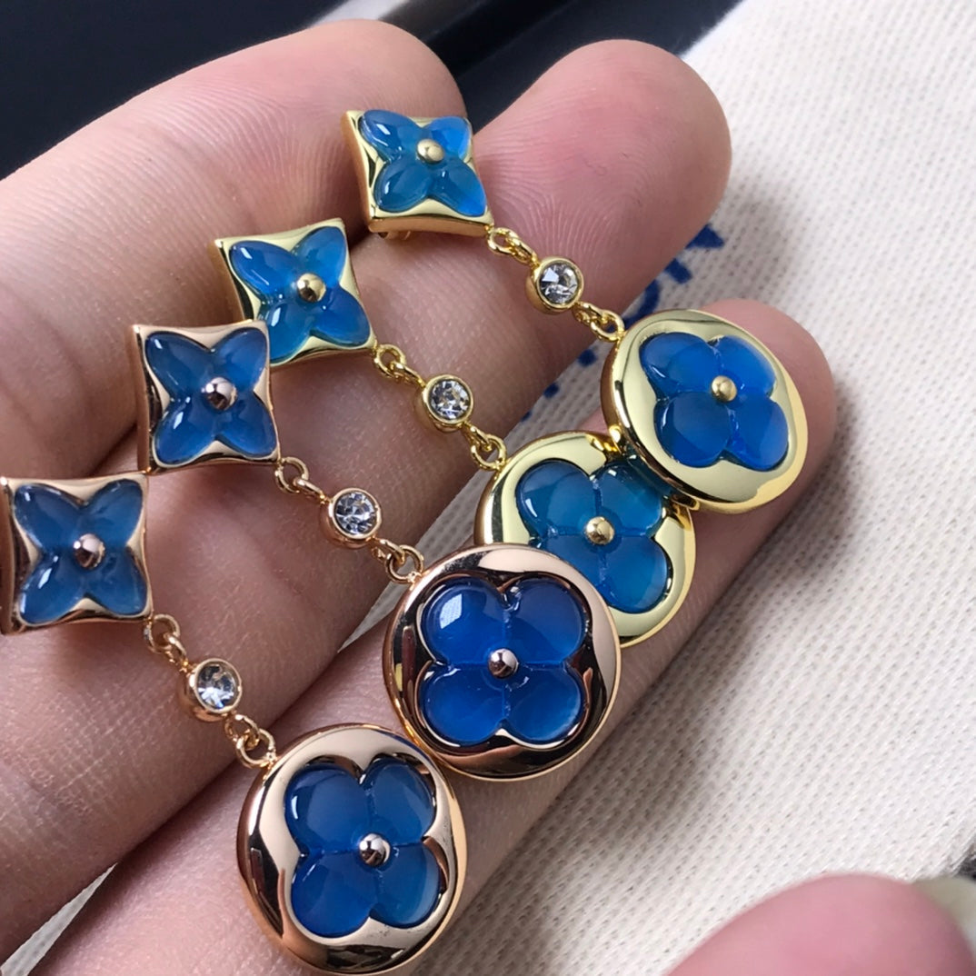 [Dawnora Jewelry]STAR AND SUN AGATE DIAMOND EARRINGS