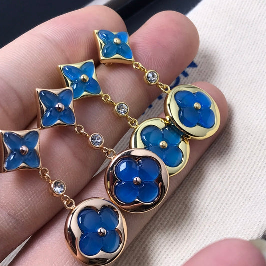 [Dawnora Jewelry]STAR AND SUN AGATE DIAMOND EARRINGS