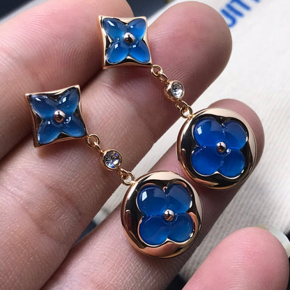 [Dawnora Jewelry]STAR AND SUN AGATE DIAMOND EARRINGS