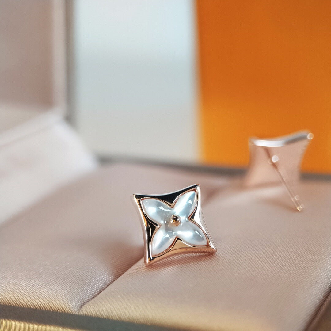 [Dawnora Jewelry]STAR MOP PINK GOLD EARRINGS