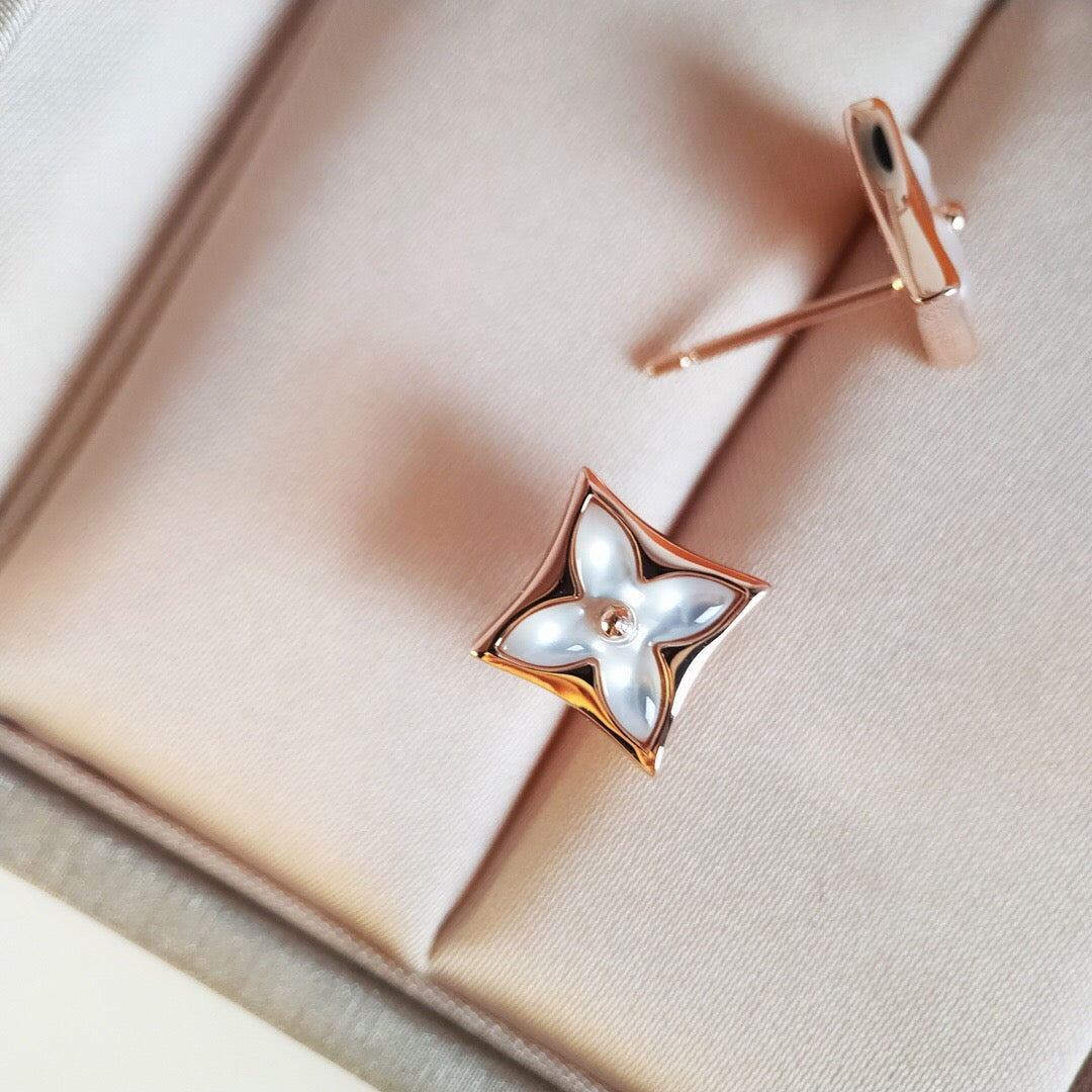 [Dawnora Jewelry]STAR MOP PINK GOLD EARRINGS