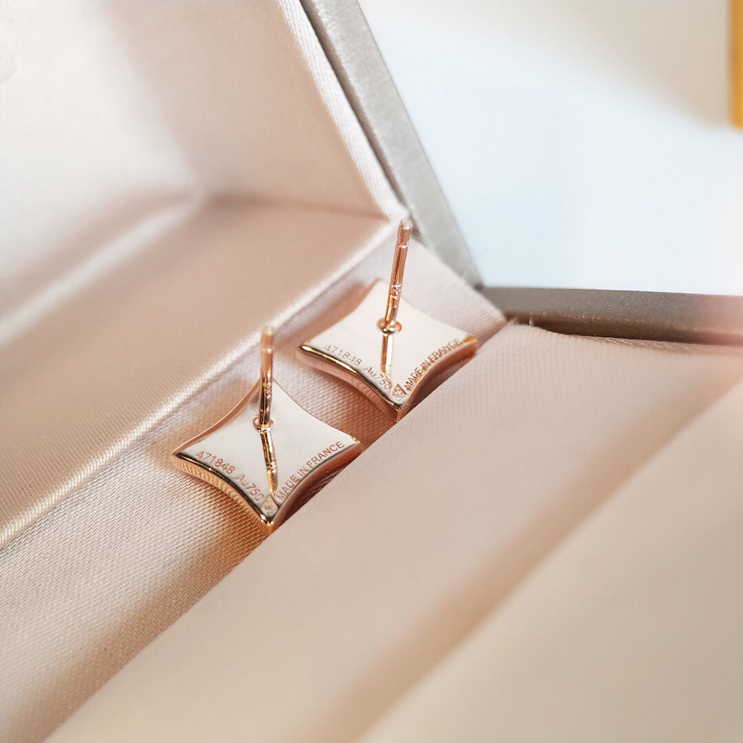 [Dawnora Jewelry]STAR MOP PINK GOLD EARRINGS
