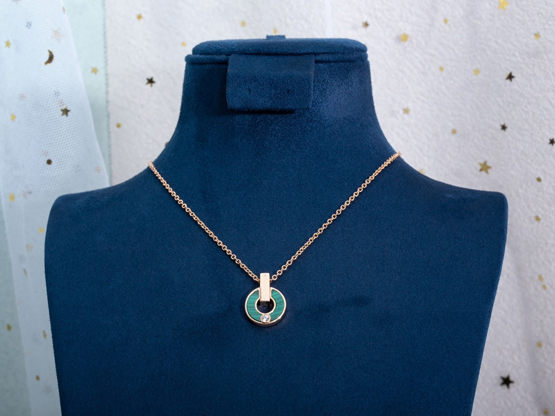 [Dawnora Jewelry]GARI NECKLACE PINK GOLD MALACHITE
