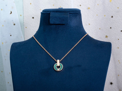 [Dawnora Jewelry]GARI NECKLACE PINK GOLD MALACHITE