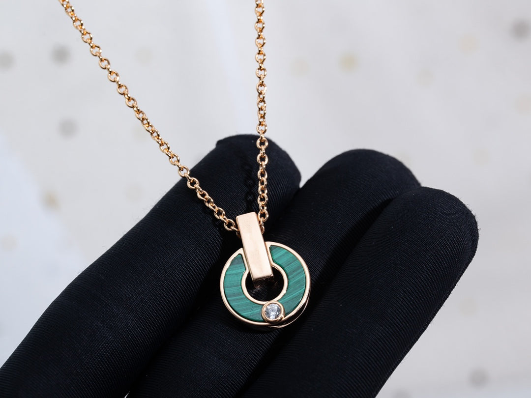 [Dawnora Jewelry]GARI NECKLACE PINK GOLD MALACHITE