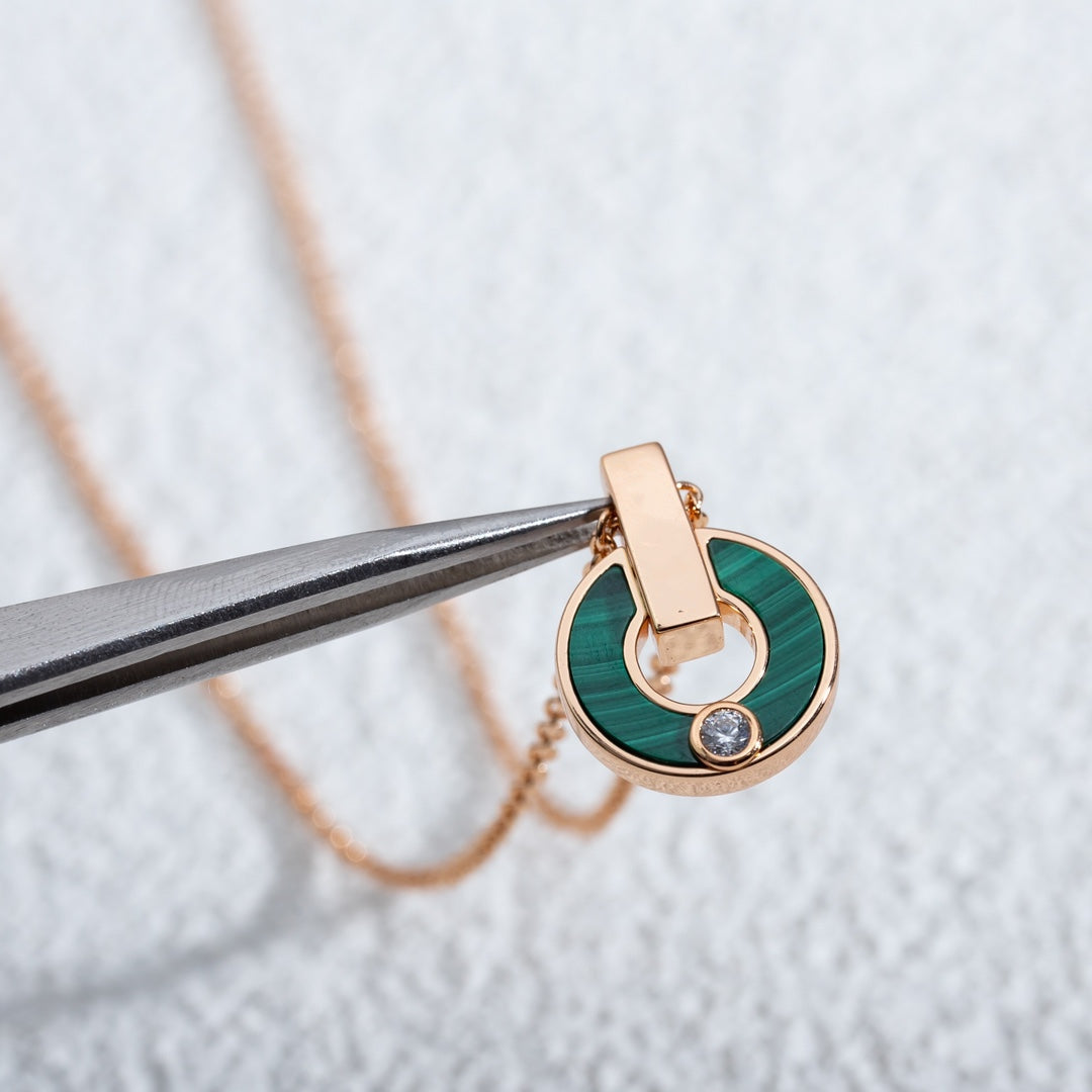 [Dawnora Jewelry]GARI NECKLACE PINK GOLD MALACHITE