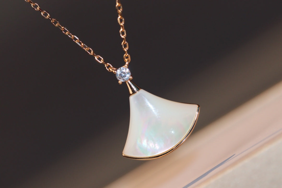 [Dawnora Jewelry]DREAM NECKLACE WHITE MOP PINK GOLD 1 DIAMOND