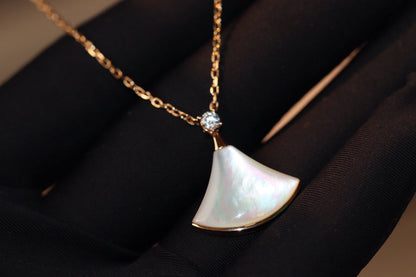 [Dawnora Jewelry]DREAM NECKLACE WHITE MOP PINK GOLD 1 DIAMOND