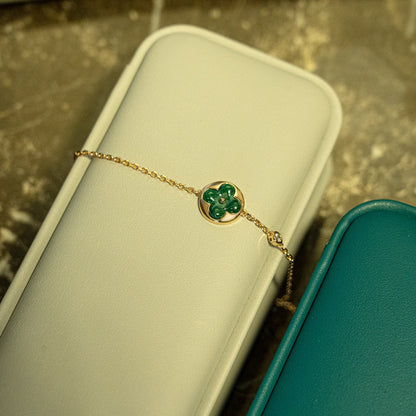 [Dawnora Jewelry]SUN MALACHITE 1 DIAMOND PINK GOLD BRACELET