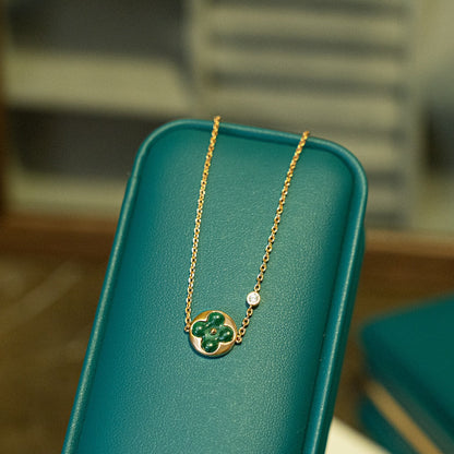 [Dawnora Jewelry]SUN MALACHITE 1 DIAMOND PINK GOLD BRACELET