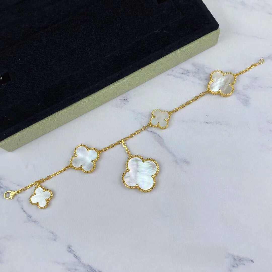 [Dawnora Jewelry]MAGIC CLOVER MOP GOLD BRACELET 5 MOTIFS