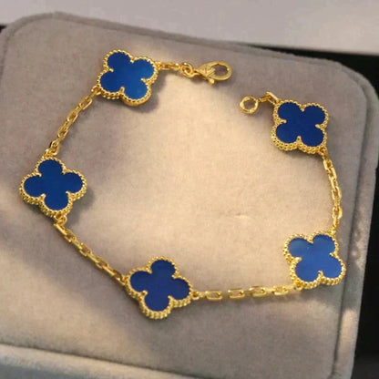 [Dawnora Jewelry] CLOVER 5 MOTIF BLUE AGATE BRACELET COLLECTION