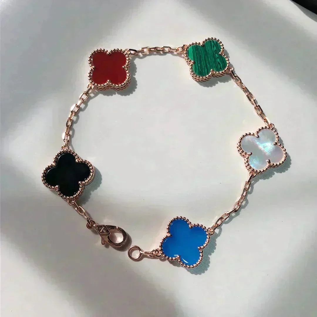 [Dawnora Jewelry]CLOVER 5 MOTIFS MULTICOLOR BRACELET