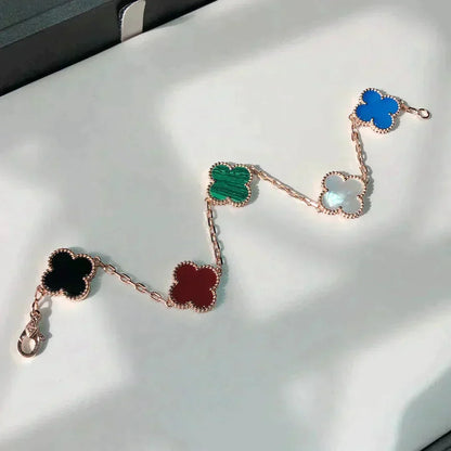 [Dawnora Jewelry]CLOVER 5 MOTIFS MULTICOLOR BRACELET