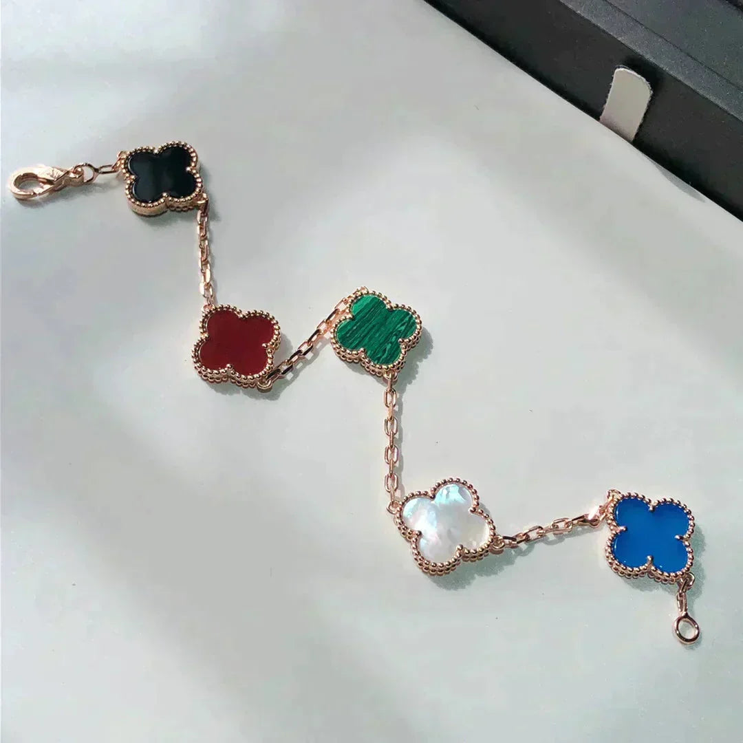 [Dawnora Jewelry]CLOVER 5 MOTIFS MULTICOLOR BRACELET