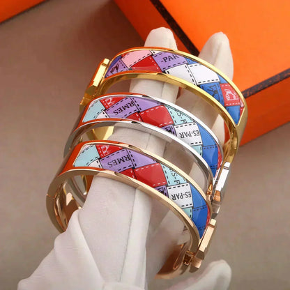 [Dawnora Jewelry]H BRACELET DOTTED BORDER 12MM