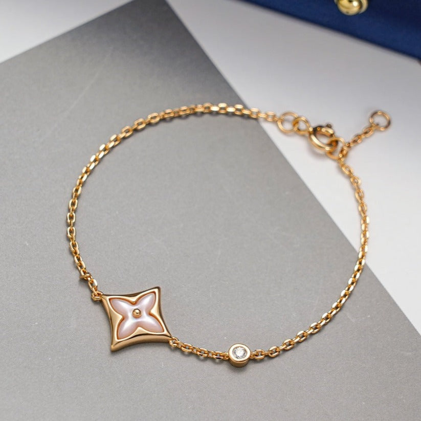 [Dawnora Jewelry]STAR 1 DIAMOND PINK GOLD BRACELET