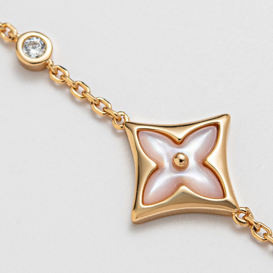 [Dawnora Jewelry]STAR 1 DIAMOND PINK GOLD BRACELET