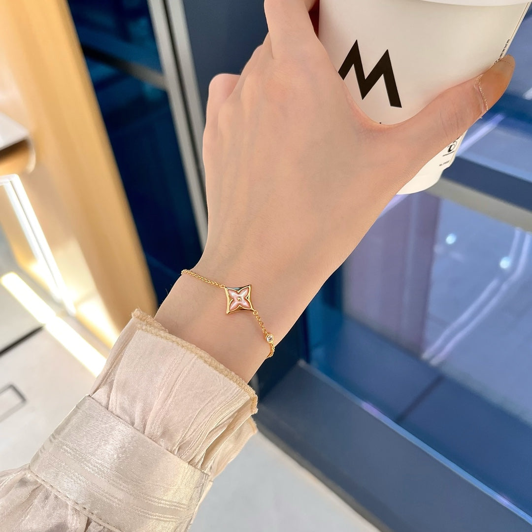[Dawnora Jewelry]STAR 1 DIAMOND PINK GOLD BRACELET
