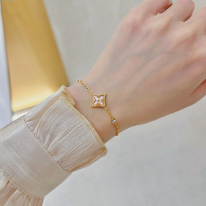 [Dawnora Jewelry]STAR 1 DIAMOND PINK GOLD BRACELET