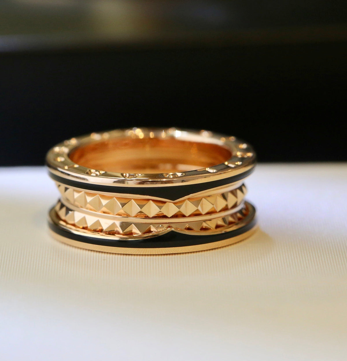 [Dawnora Jewelry]ZERO 1 PINK GOLD BLACK CERAMIC RING