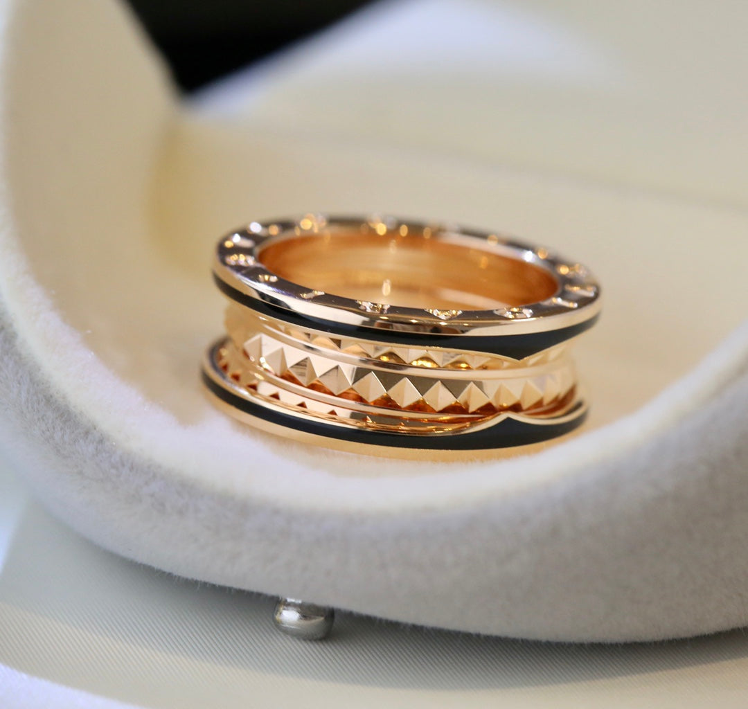 [Dawnora Jewelry]ZERO 1 PINK GOLD BLACK CERAMIC RING