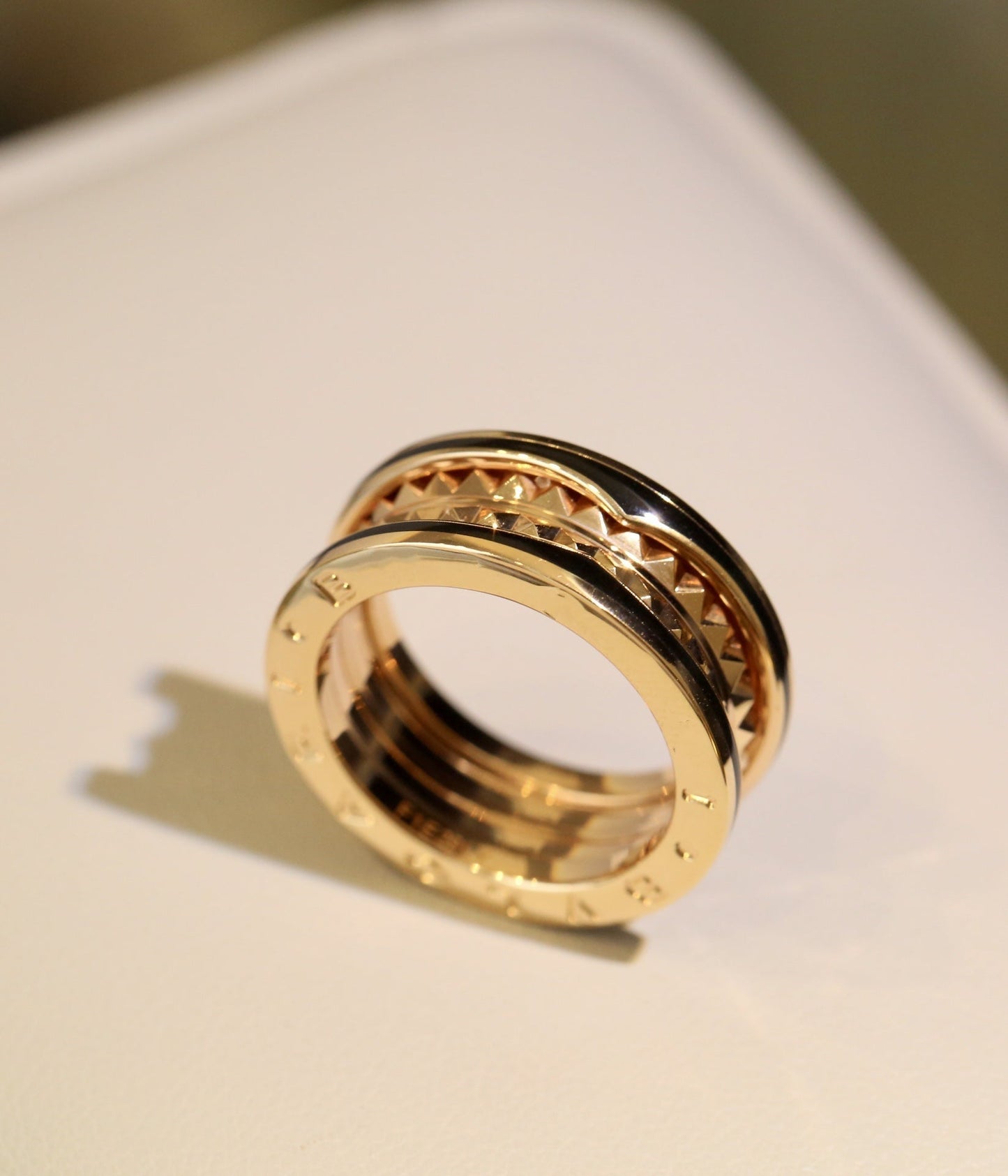 [Dawnora Jewelry]ZERO 1 PINK GOLD BLACK CERAMIC RING