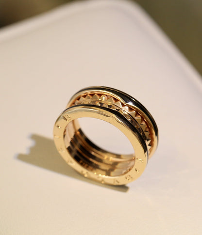 [Dawnora Jewelry]ZERO 1 PINK GOLD BLACK CERAMIC RING