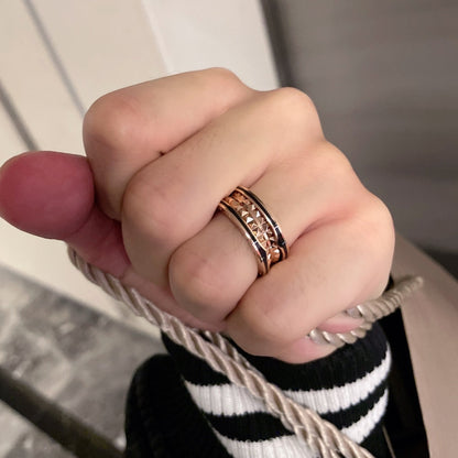 [Dawnora Jewelry]ZERO 1 PINK GOLD BLACK CERAMIC RING